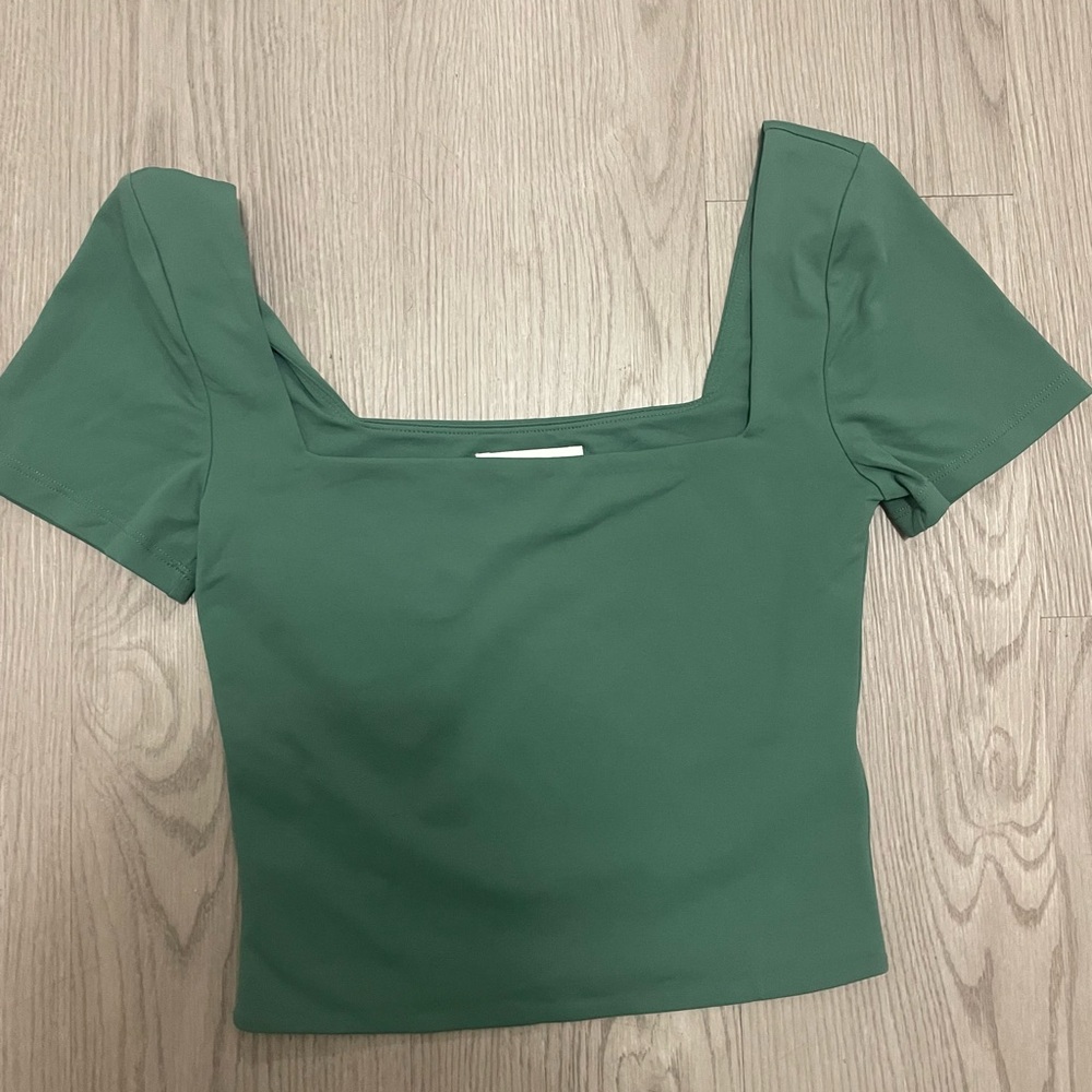 Green Square Neck Crop Top